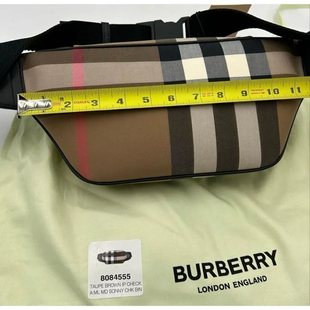 Burberry Sonny Check Crossbody/Belt Bag in Beige and Black